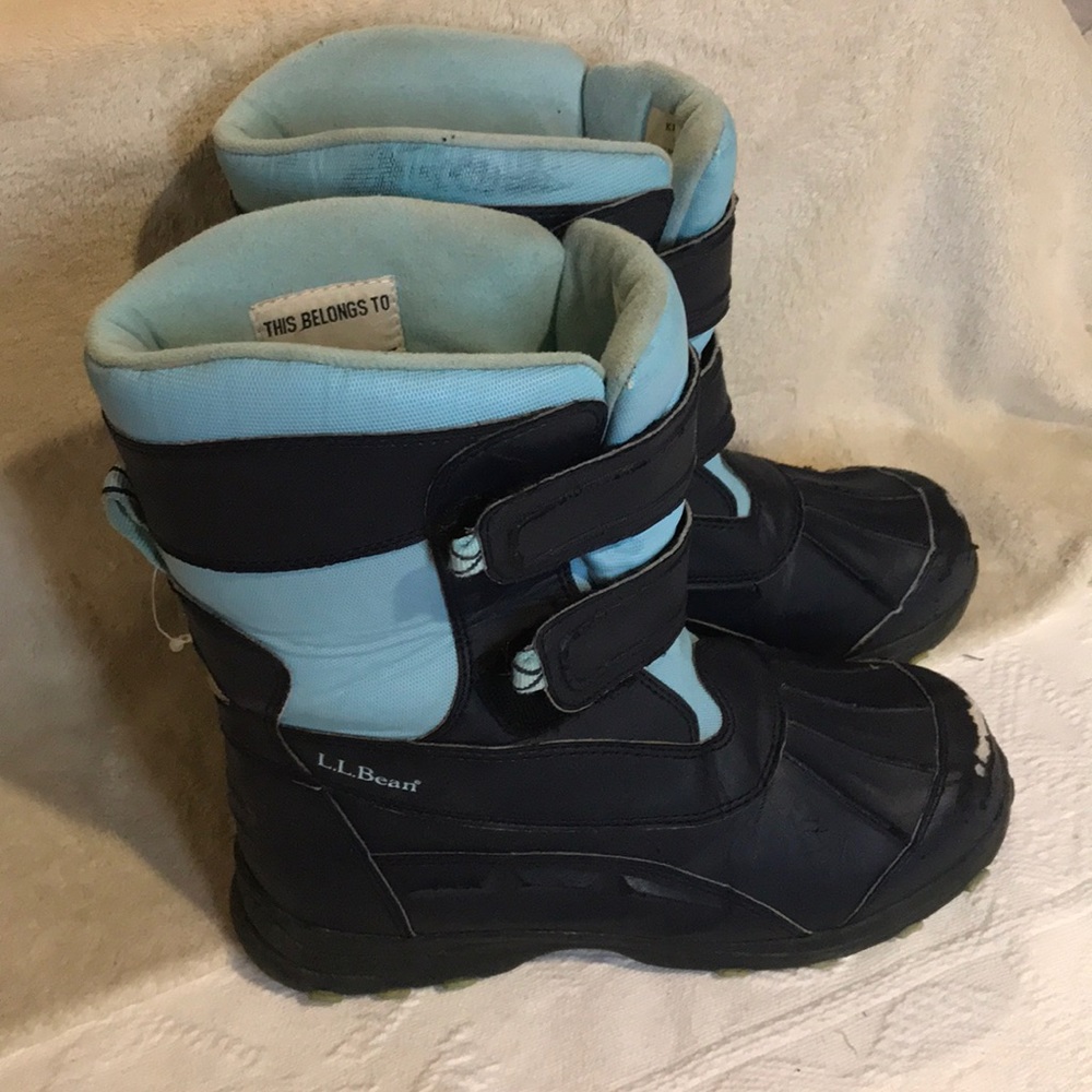 LL Bean Snow Boots Blue Boys Girls size 6 Big Kids